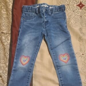 Cat & Jack Blue Slim Fit Jeans with Heart Details